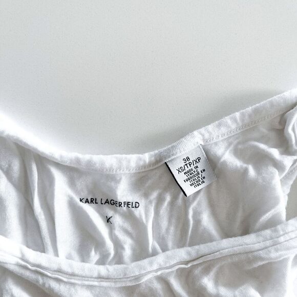 Karl Lagerfeld Womens K Print Modal Scoop Neck Pullover Tank Top White Size XS - Picture 3 of 7
